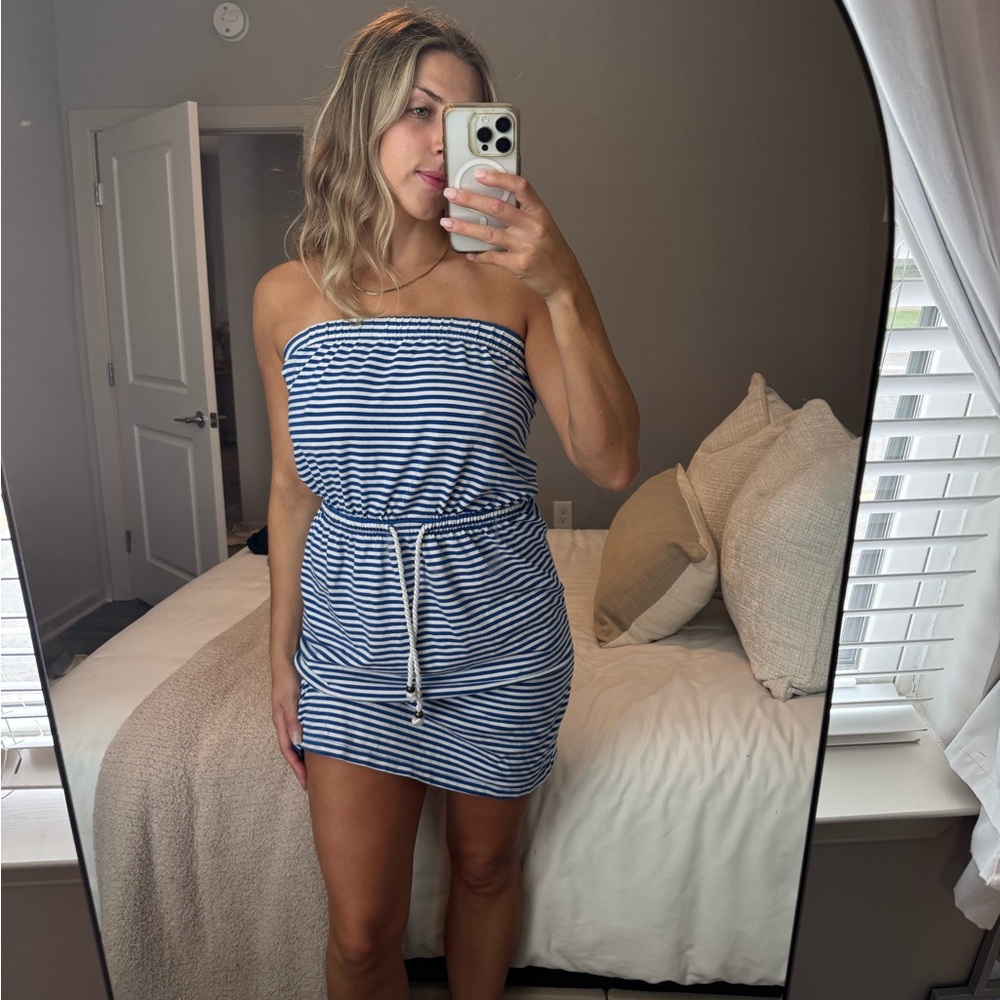Universal Thread Navy and White Striped Swim Coverup